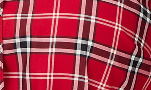 Foxcroft Rocca Plaid Long Sleeve Cotton Blend Shirtdress In Red/multi