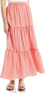 MAX STUDIO Gingham Tiered Maxi Skirt