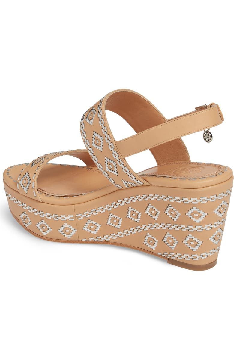 Tory Burch Blake Embroidered Platform Wedge, Alternate, color,
