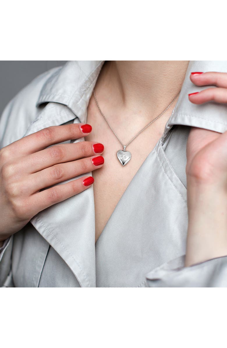 DELMAR Forever In My Heart Engraved Locket Necklace, Alternate, color, Silver