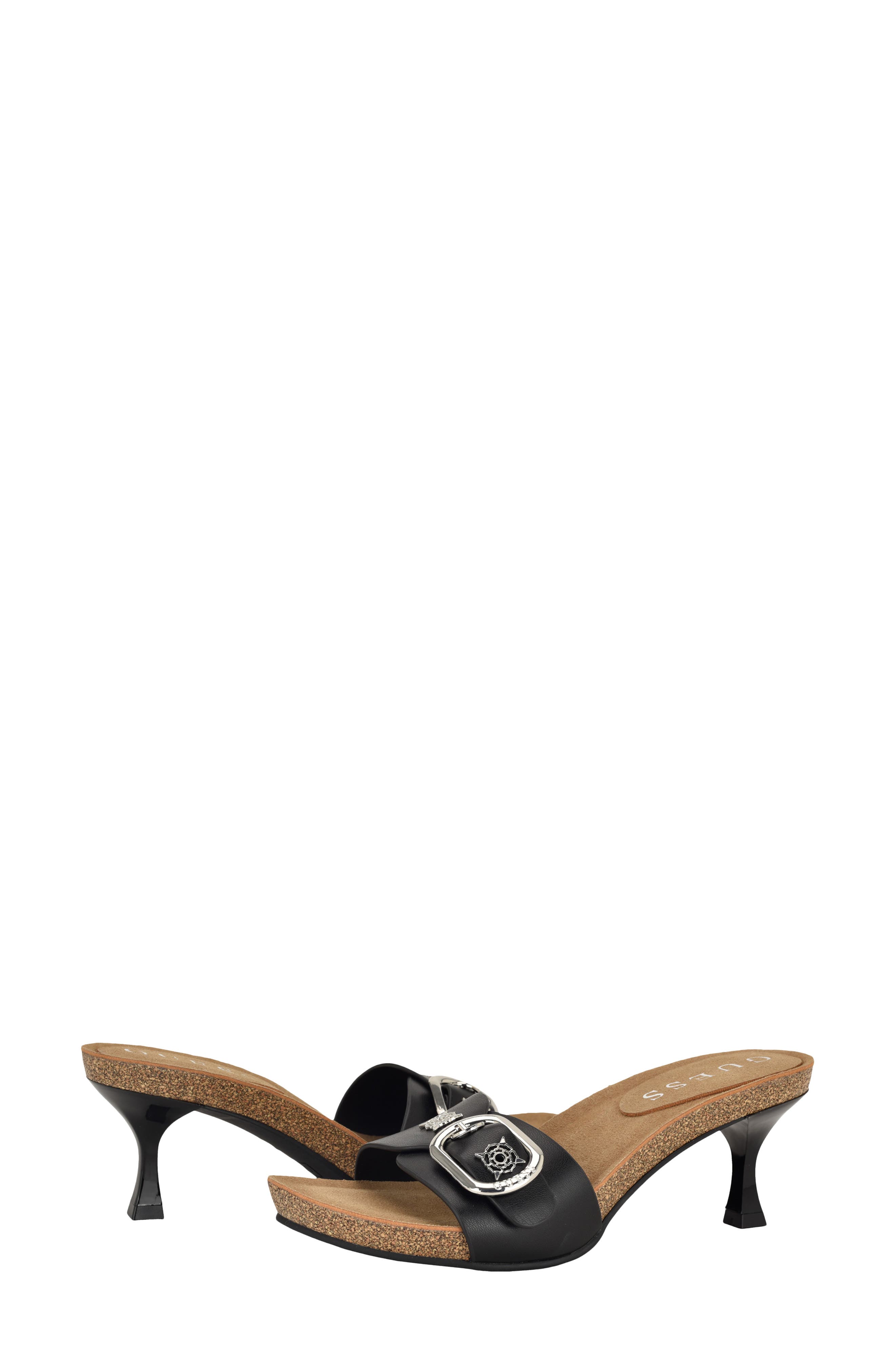 GUESS Dexta Buckle Strap Sandal, Alternate, color, Black