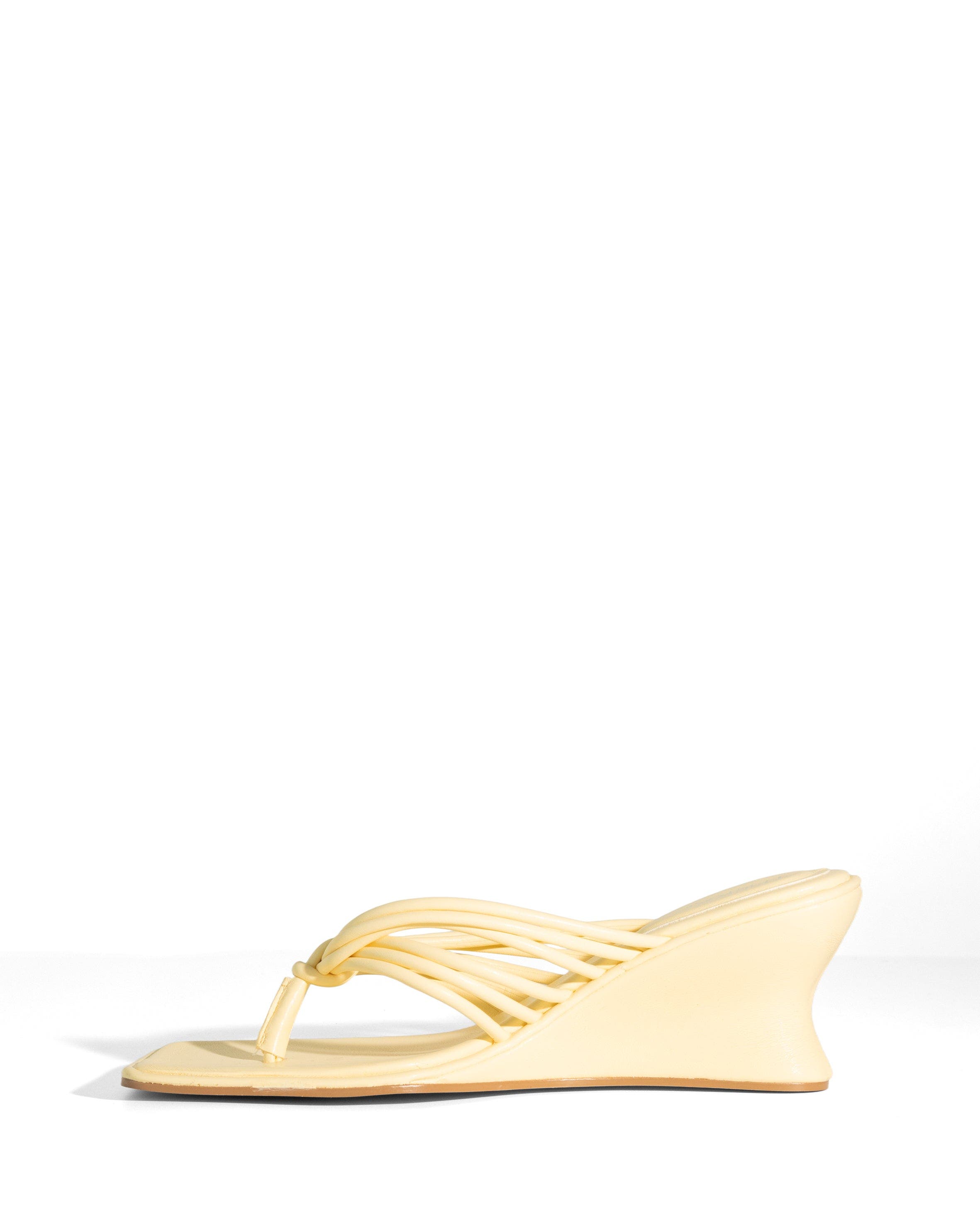 LEVEN Square Toe Thong Wedge Sandal, Alternate, color, Butter Pu