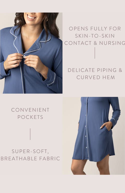Kindred Bravely Clea Long Sleeve Sleep Shirt In Blue