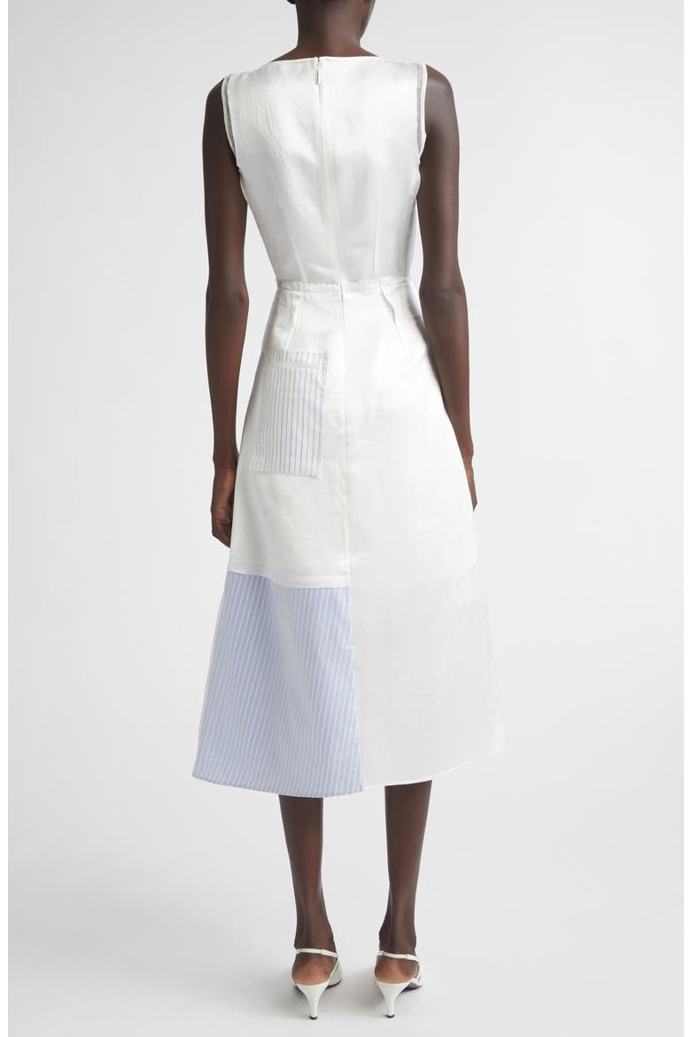 Stripe Collage V-Neck Midi Dress, Alternate, color, WHITE
