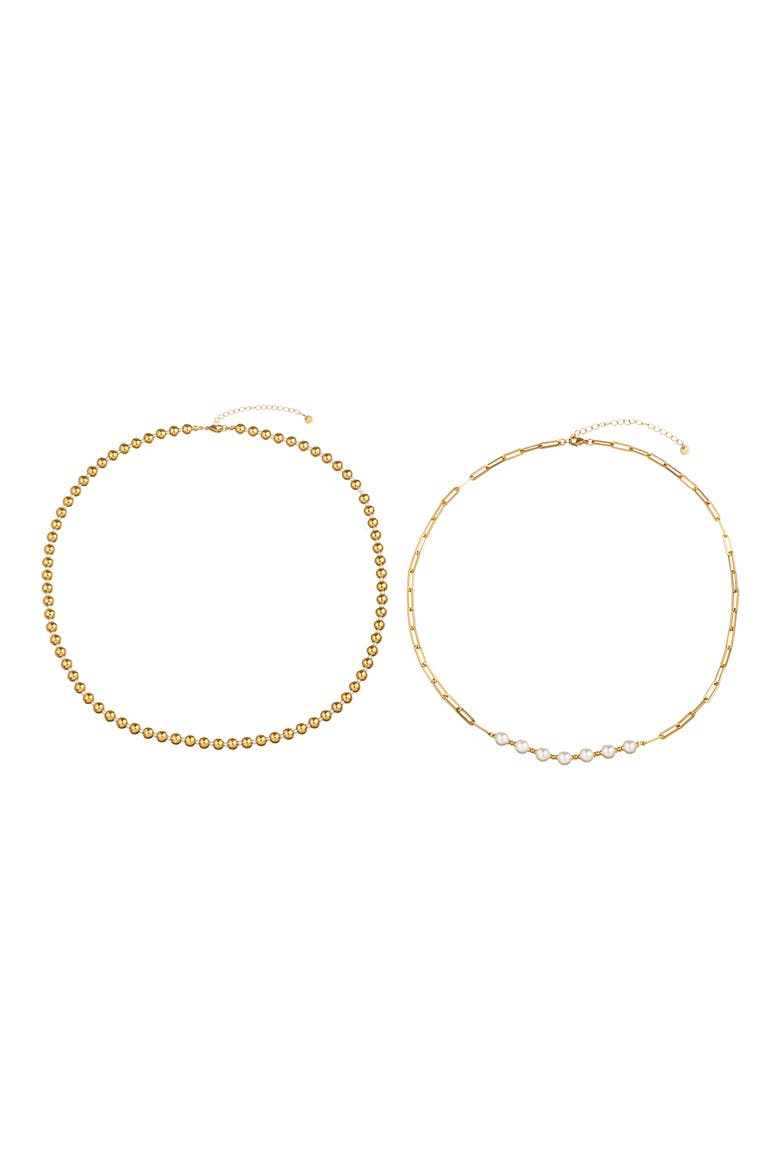 Men's Set of 2 Beaded Necklaces, Alternate, color, GOLD
