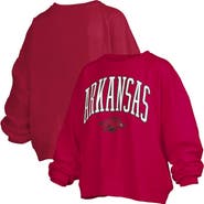 PRESSBOX Women's Pressbox Cardinal Arkansas Razorbacks Janise Arch Over Logo Waist Length Oversized Pullover Sweatshirt