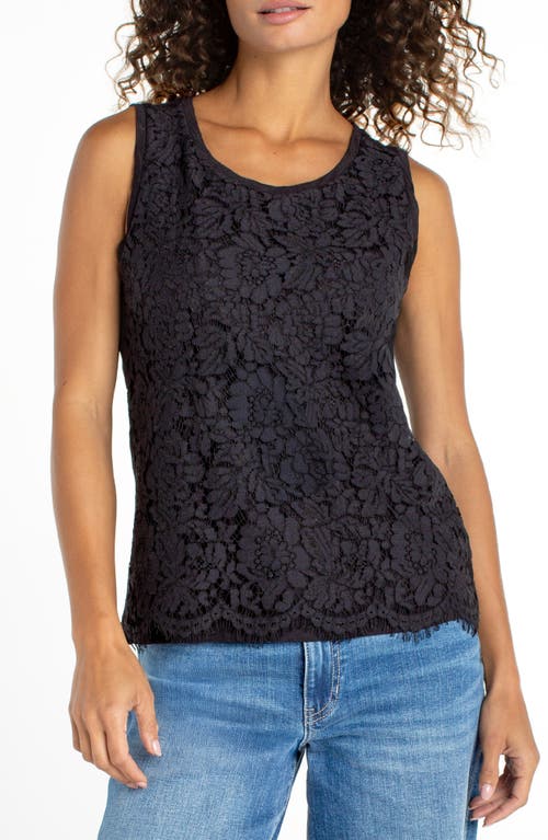 Liverpool Los Angeles Lace Front Knit Tank In Black