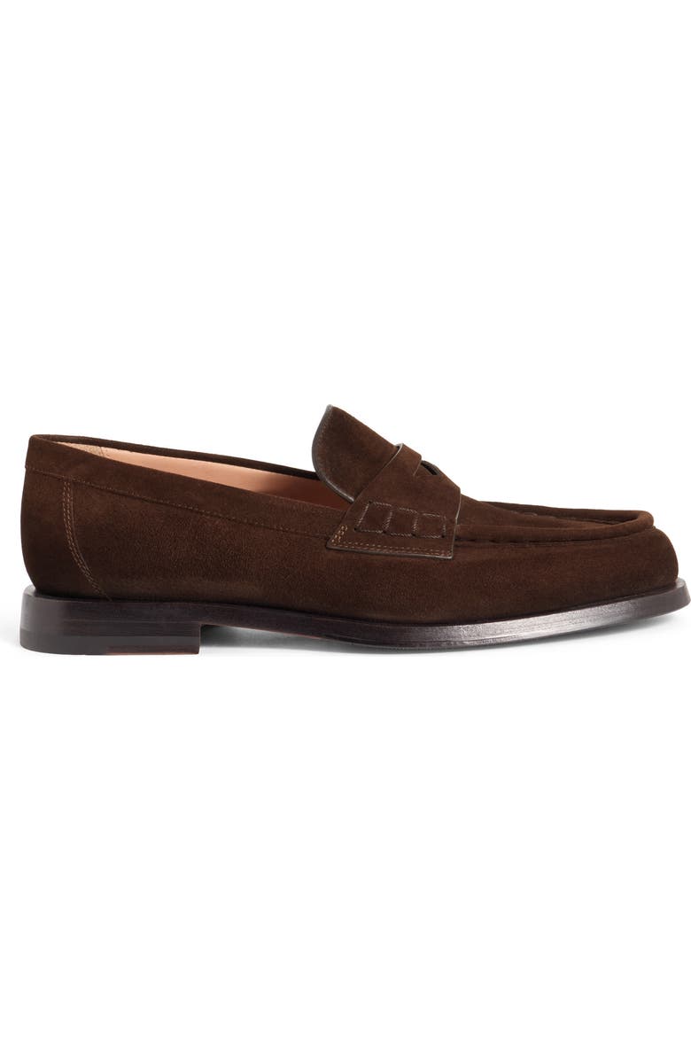 Santoni Women's Suede Penny Loafer, Alternate, color, Brown