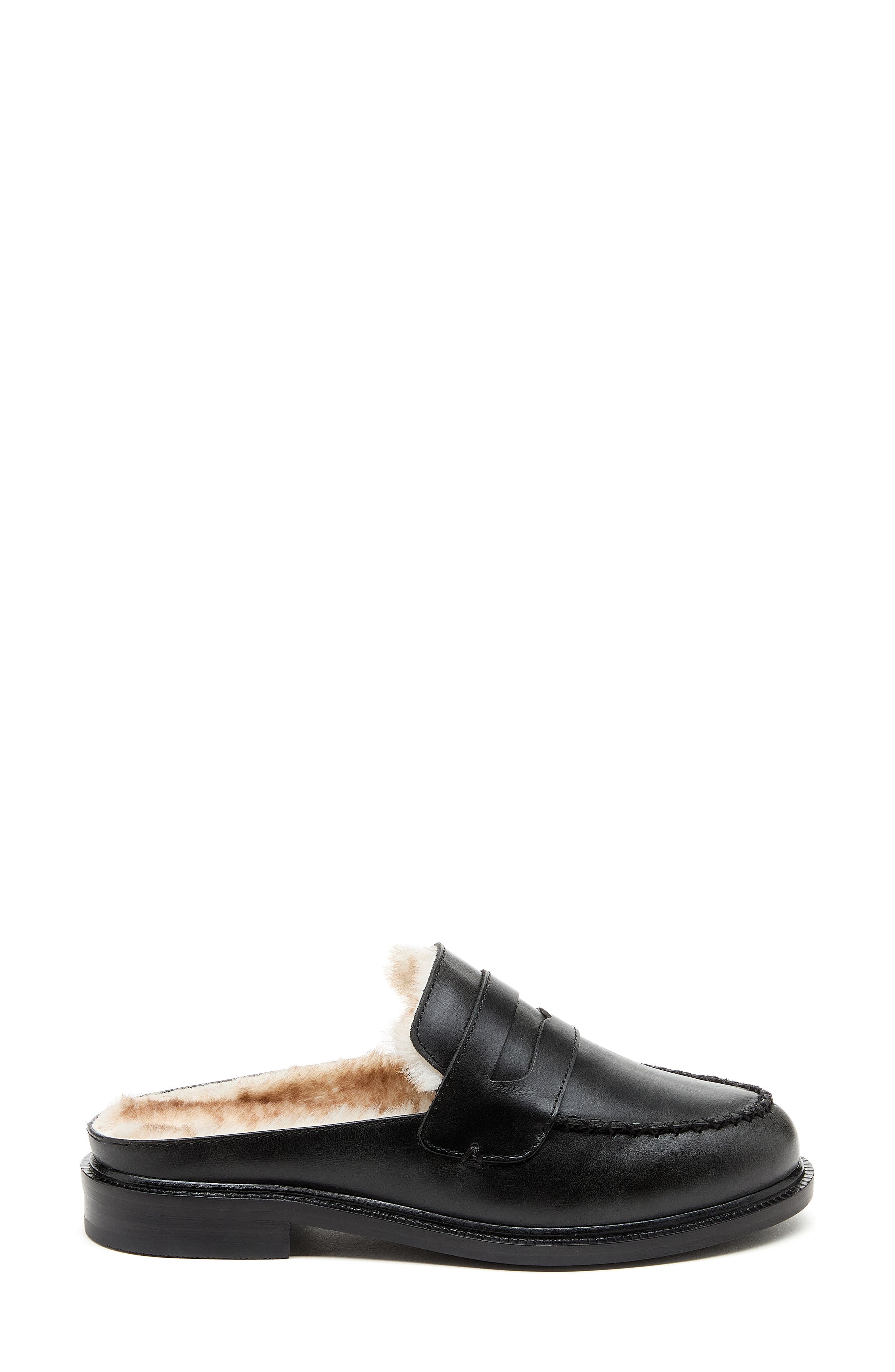 Kelsi Dagger Brooklyn Lock Faux Shearling Lined Mule, Alternate, color, Black