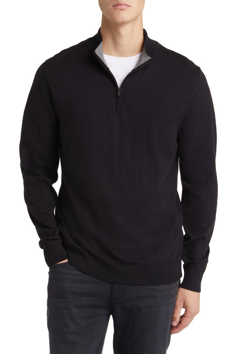 Quarter Zip Sweater, Main, color, BLACK