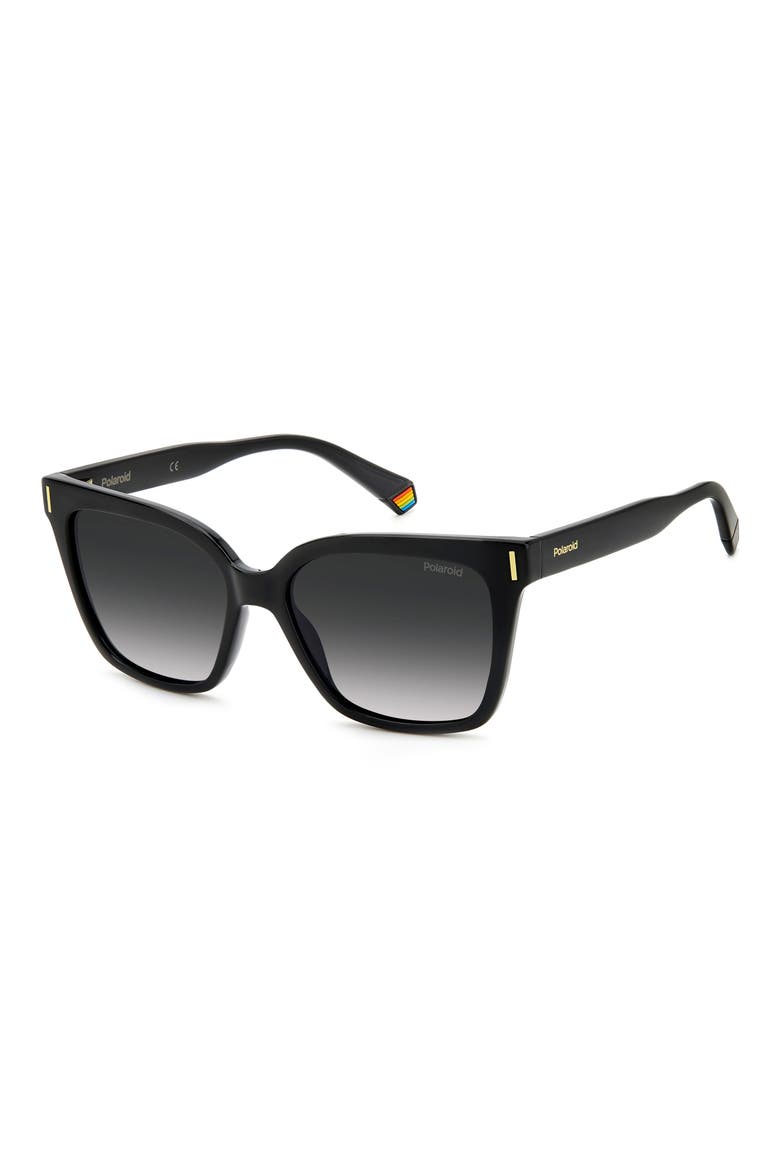 54mm Polarized Cat Eye Sunglasses, Alternate, color, BLACK/ GRAY POLARIZED