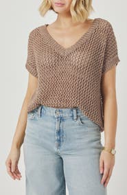 Splendid Nia Sequin Open Stitch Sweater
