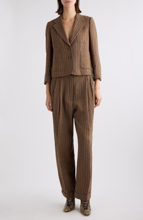 Dries Van Noten Bamis Pinstripe Jacket In Camel