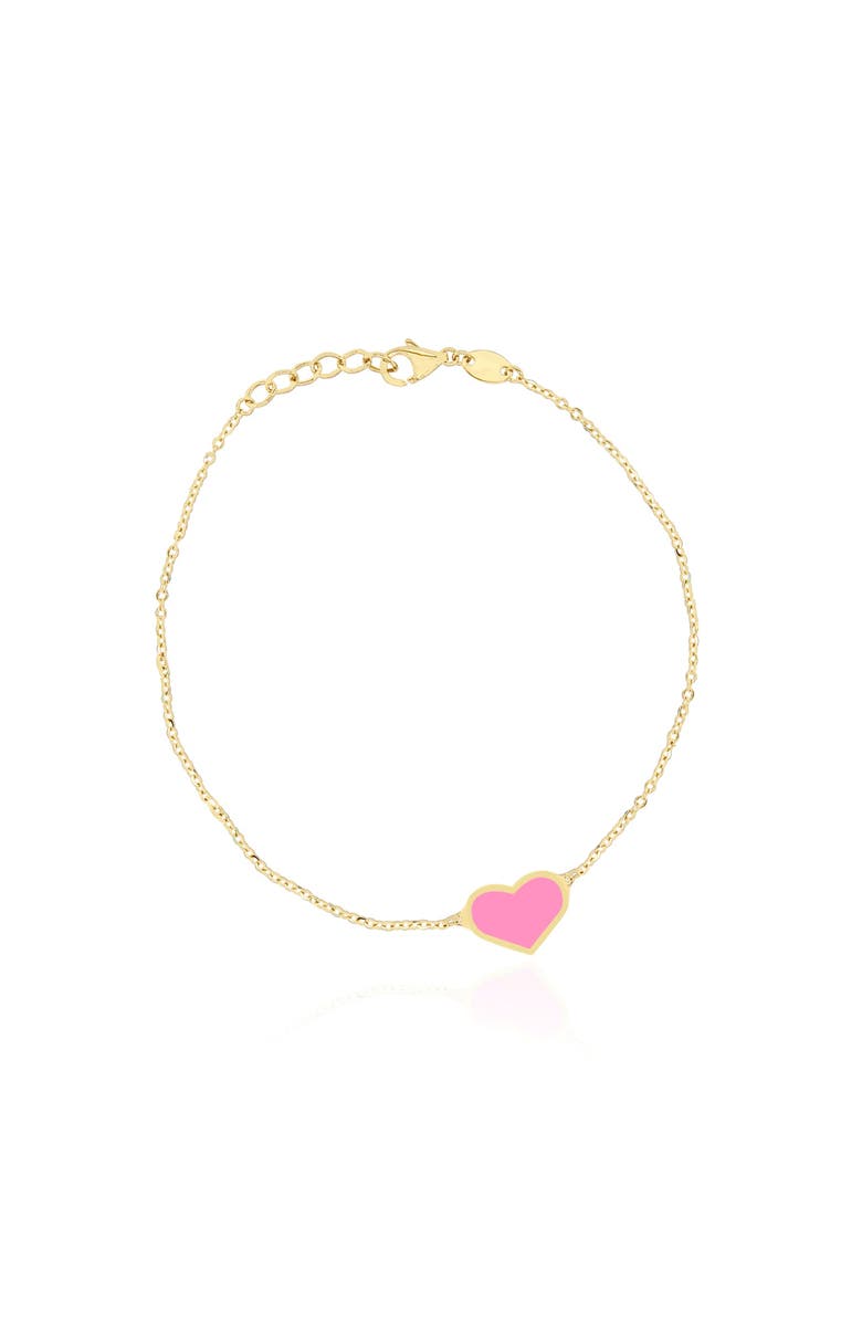 The Lovery Fine Jewelry Bubblegum Pink Single Heart Bracelet, Main, color, Bubblegum Pink
