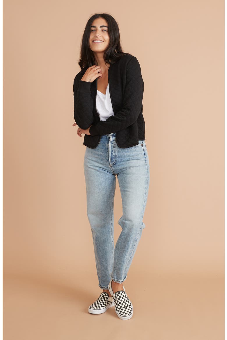 Corbet Quilted Bomber Jacket, Alternate, color, BLACK