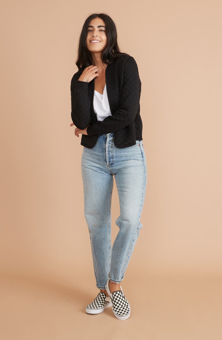 Marine Layer Corbet Quilted Bomber Jacket, Alternate, color, Black