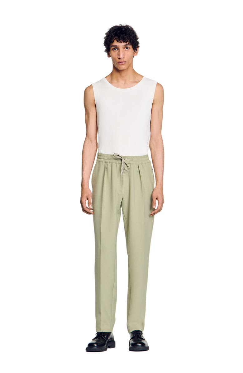 SANDRO Elasticated straight-leg trousers, Alternate, color, Light Kaki.