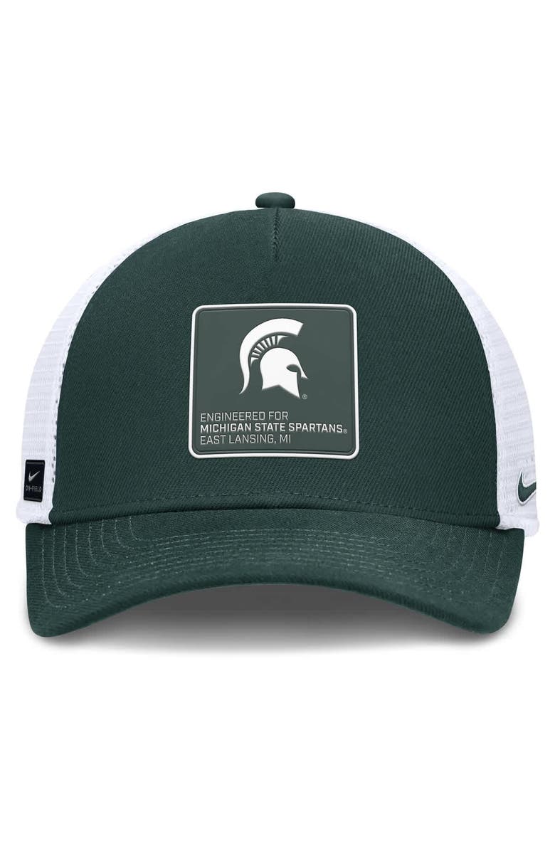 Nike Men's Nike Forest Green/White Michigan State Spartans 2025 On-Field Rise Engineered Trucker Adjustable Hat, Alternate, color, Forest Green
