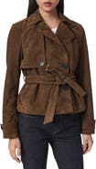 AllSaints Okena Cropped Suede Jacket