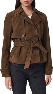 AllSaints Okena Cropped Suede Jacket