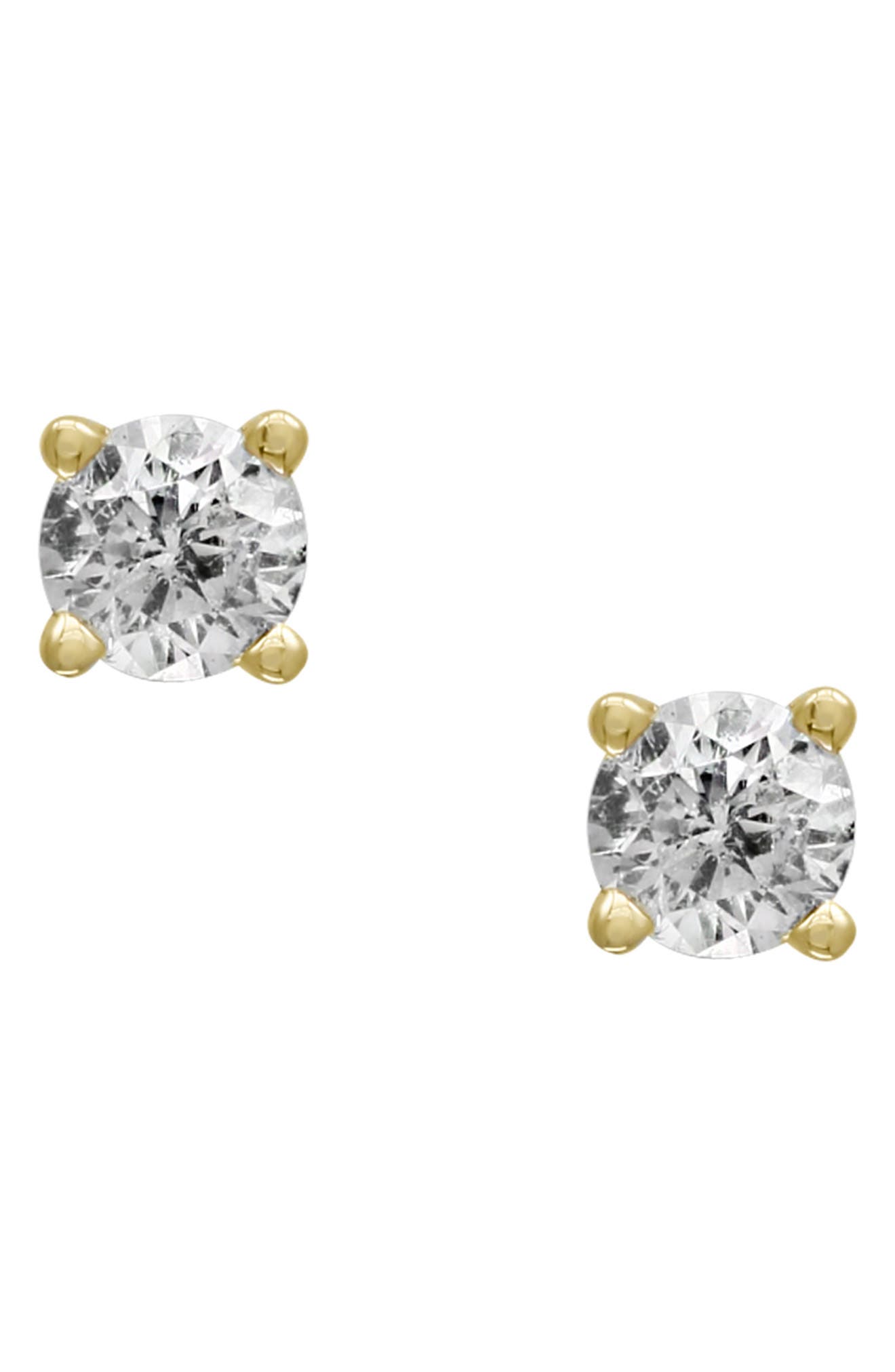 14K White Gold Prong Set Round Cut Diamond Stud Earrings - 0.15 ctw