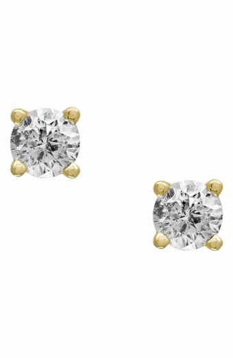 14K White Gold Prong Set Round Cut Diamond Stud Earrings - 0.15 ctw