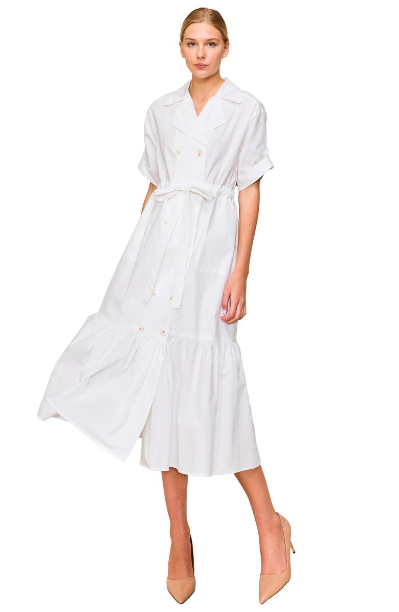 MELLODAY Belted Poplin Coat Dress, Alternate, color, White