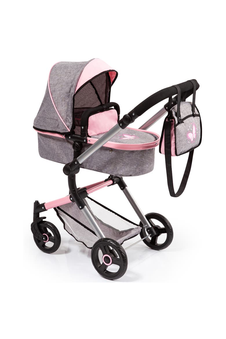 City Vario Doll Stroller Gray Pink Butterfly, Converts To Jogger, 20 Inch, Main, color, Gray