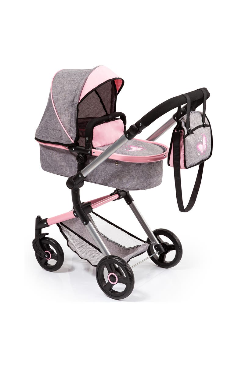 Bayer Design City Vario Doll Stroller Gray Pink Butterfly, Converts To Jogger, 20 Inch, Main, color, Gray