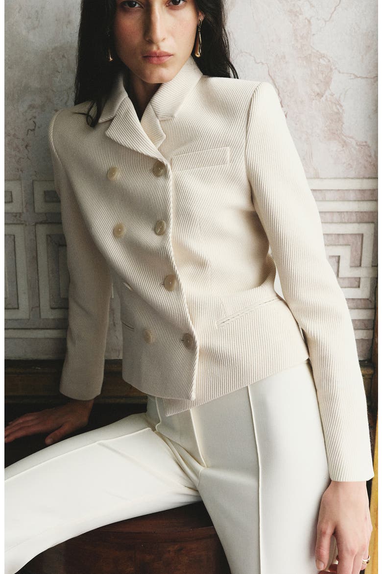 Crop Double Breasted Jacket, Alternate, color, ECRU
