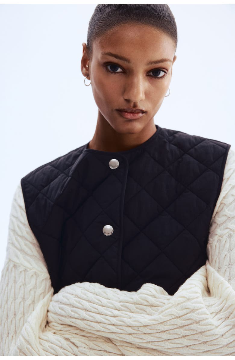 H&M Quilted Gilet, Alternate, color, Black