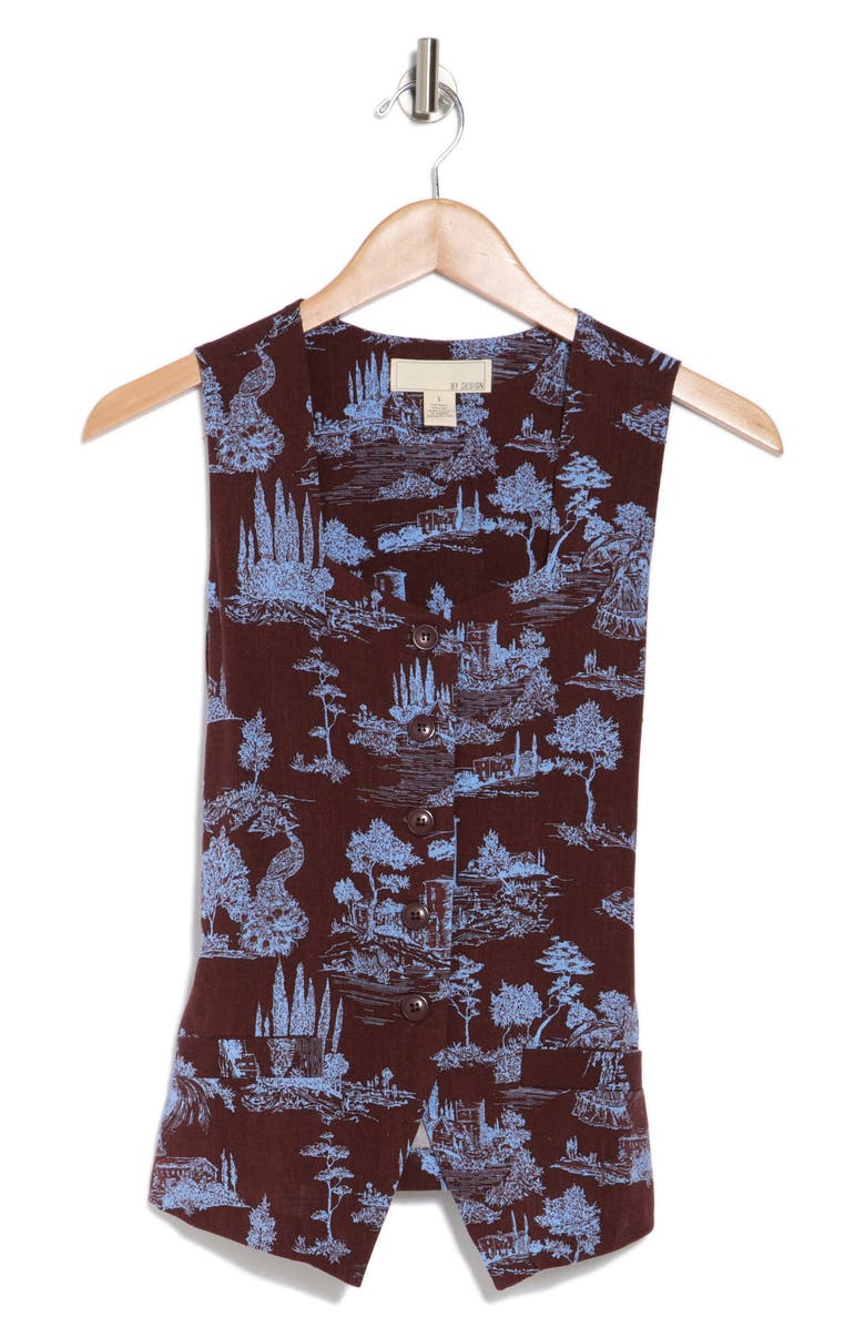 BY DESIGN Cassie Toile Vest, Alternate, color, Totally Toile/ Chocolate