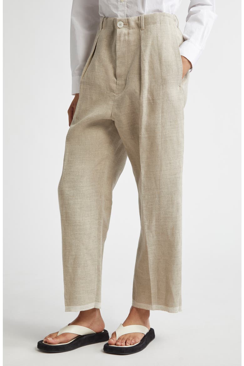 Pleated Linen Chinos, Alternate, color, BEIGE