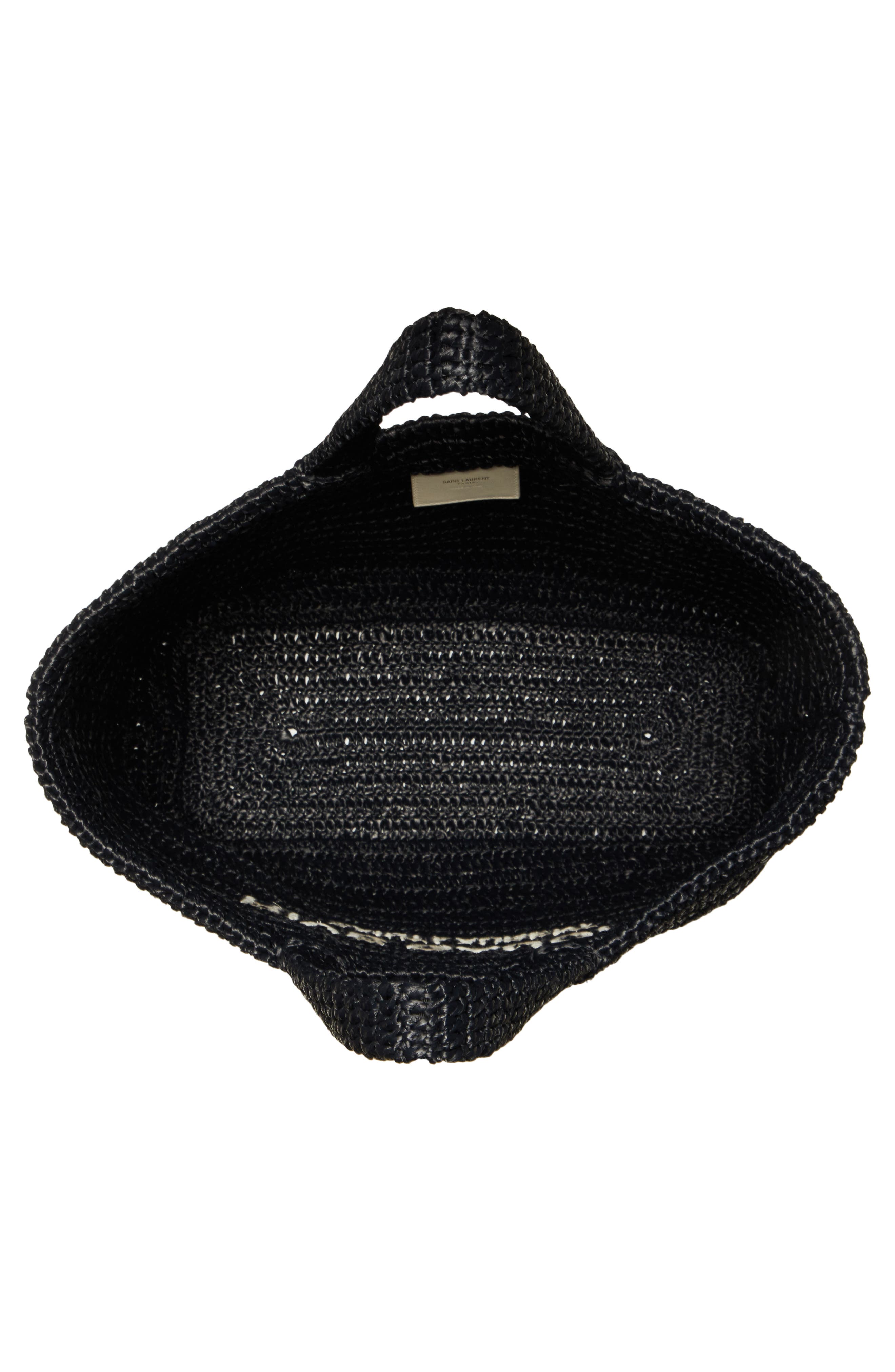 Saint Laurent Rive Gauche Logo Crochet Tote, Alternate, color, 