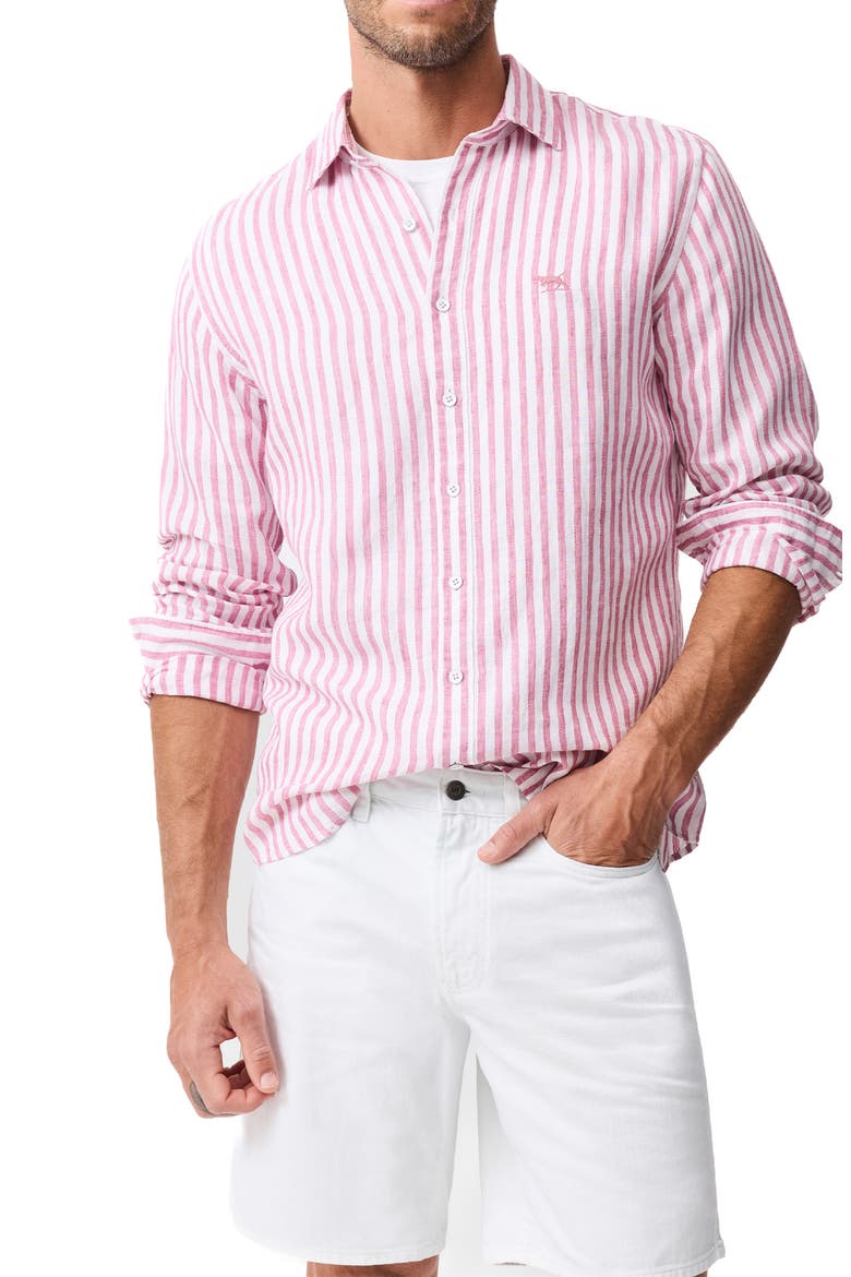 Seadown Original Fit Stripe Linen Button-Up Shirt, Main, color, ROSEWATER