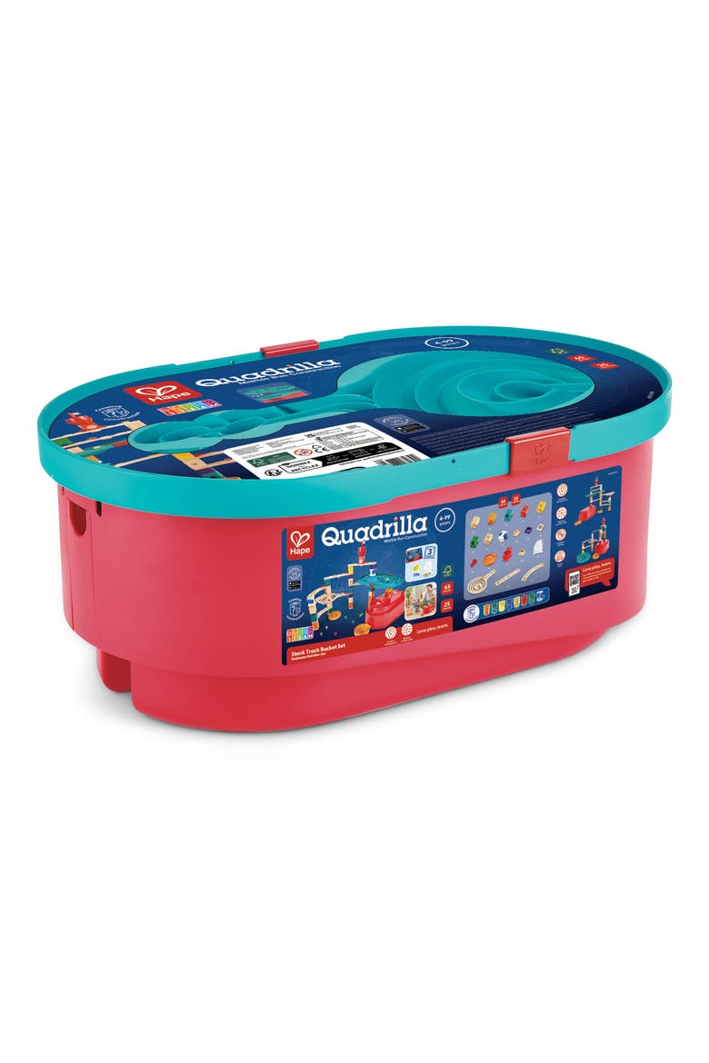 Quadrilla Marble Run Construction Stack Track Bucket Playset, Main, color, MULTI