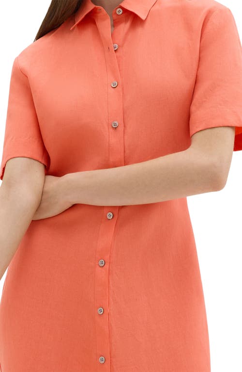 Theory Galena Linen Maxi Shirtdress In Bright Coral