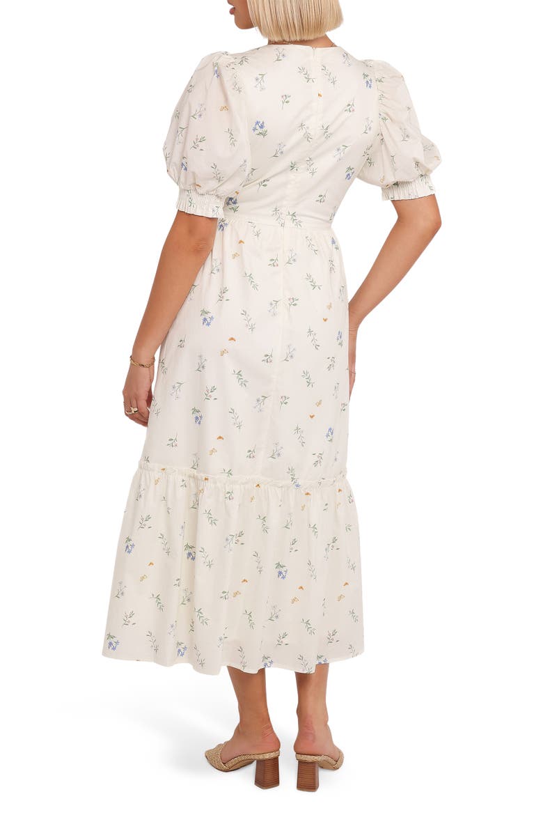 Steele Puff Sleeve Cotton Midi Dress, Alternate, color, FLORAL