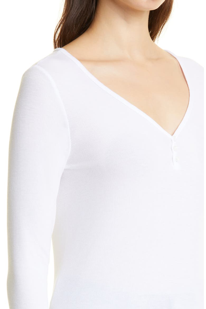 Anita V-Neck Long Sleeve Henley, Alternate, color, TRUE WHITE