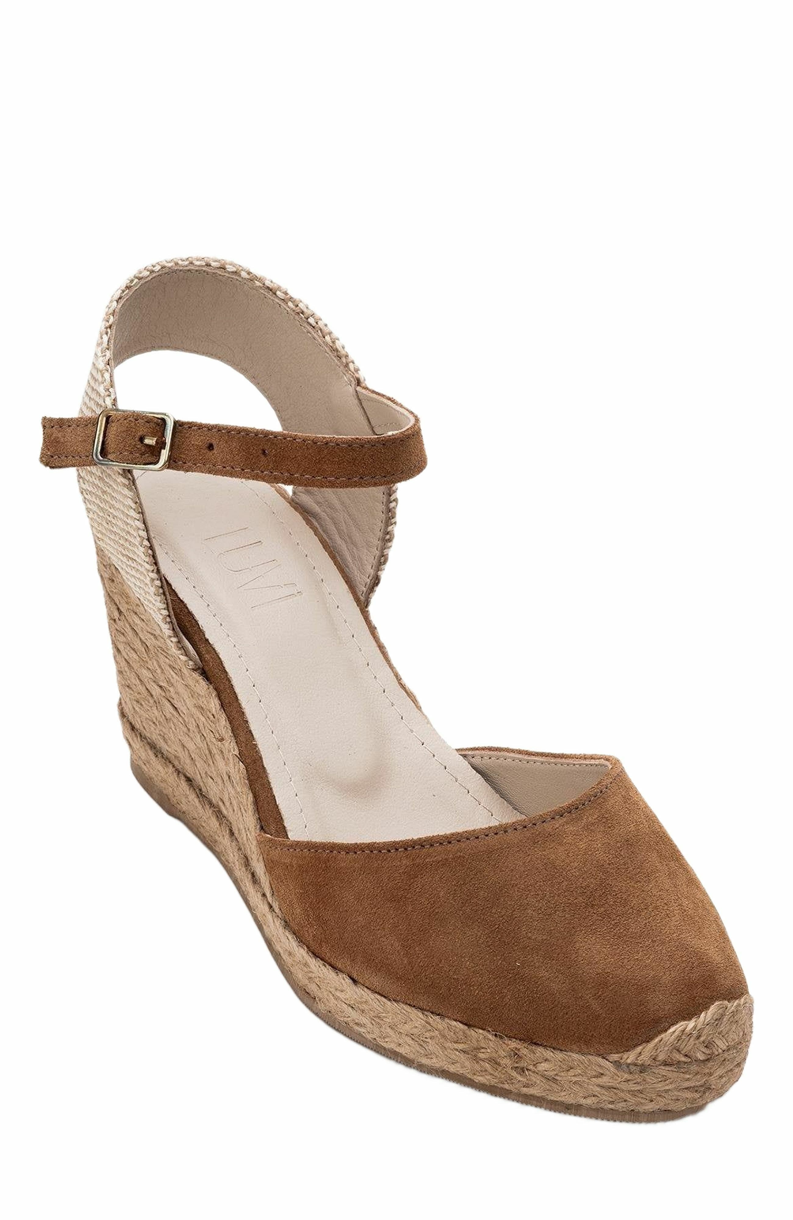 Forever & Always Shoes Sinta Suede Leather Platform Espadrille, Alternate, color, Cognac Brown Suede Leather