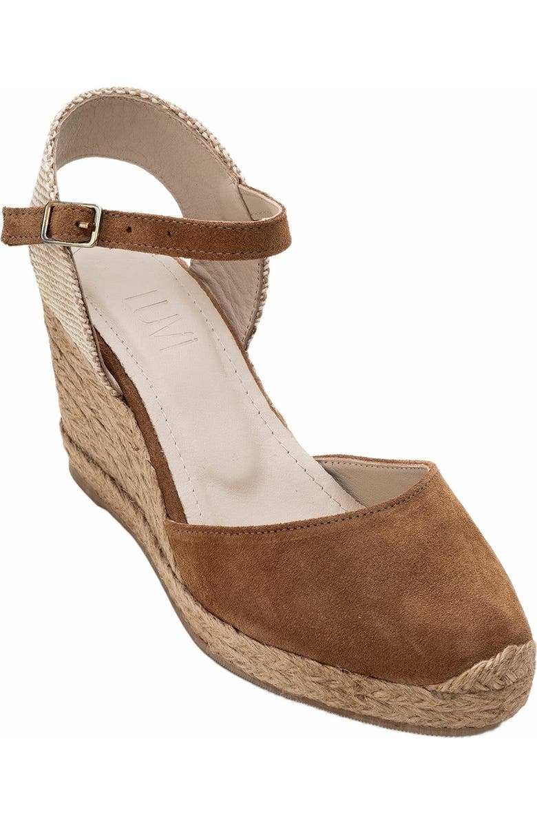 Forever & Always Shoes Sinta Suede Leather Platform Espadrille, Alternate, color, Cognac Brown Suede Leather