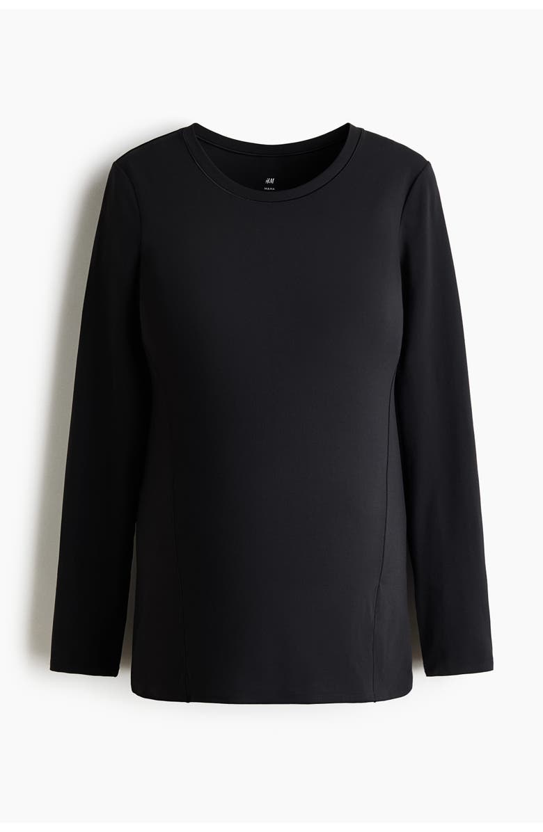H&M Mama Long-sleeved Sports Top, Main, color, Black