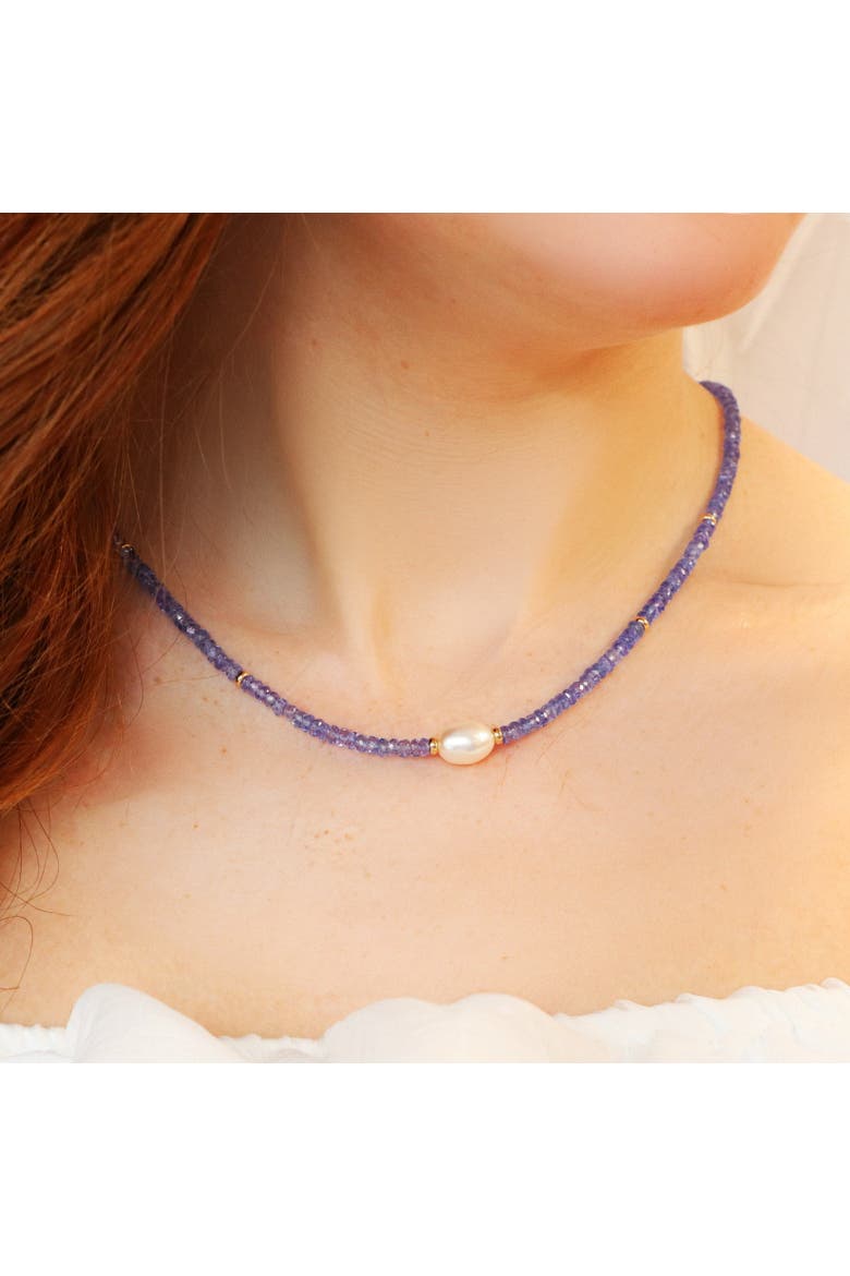 Tanzanite Bead Pearl Necklace, Alternate, color, Blue