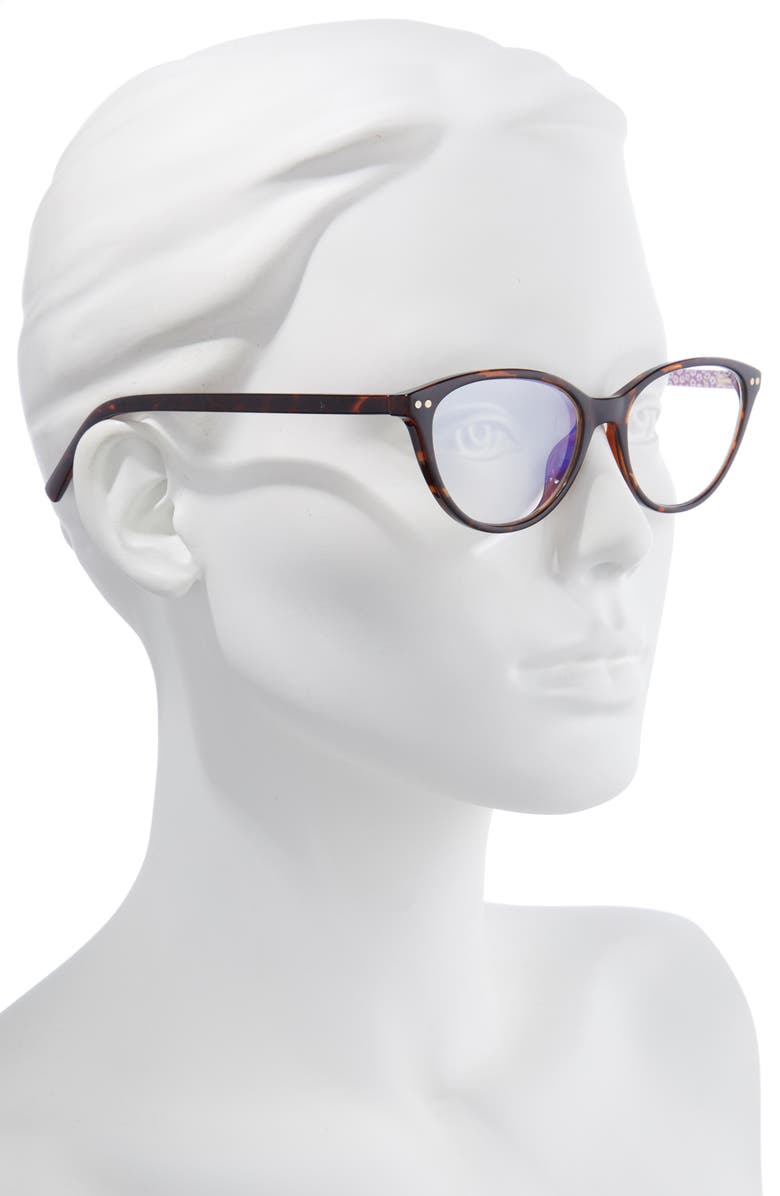 Kate Spade New York roanne 54mm blue light blocking reading glasses, Alternate, color, Havana/ Clear