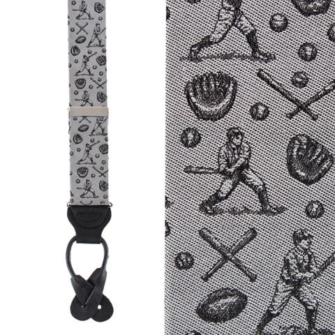 Batter Up Novelty Baseball Silk Button End Suspenders (Braces)