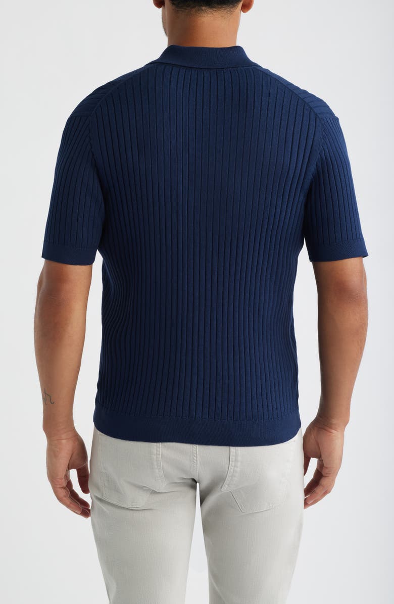 34 Heritage Short Sleeve Button-Up Cotton & Silk Sweater, Alternate, color, Dress Blues