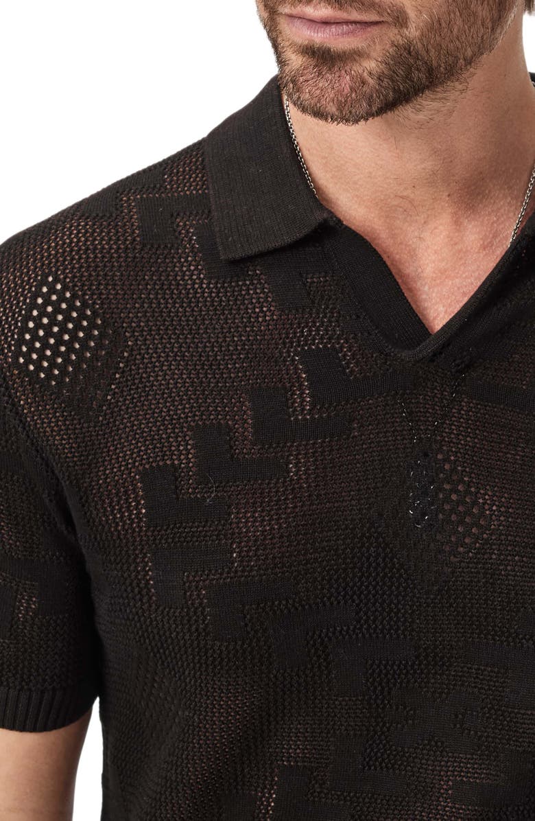 John Varvatos Corso Organic Cotton Diamond Crochet Polo, Alternate, color, Brandy