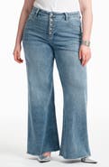 Bayeas Frayed Mid Rise Wide Leg Jeans
