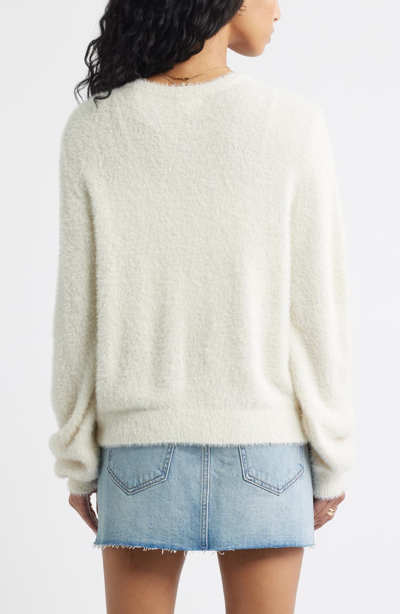 BP. Fuzzy Scoop Neck Cardigan, Alternate, color, Ivory