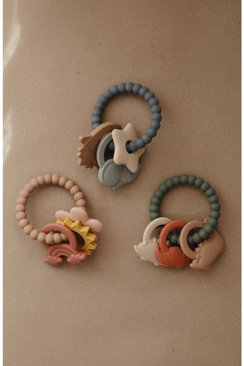 Dino Silicone Teething Ring Toy, Alternate, color, MULTI